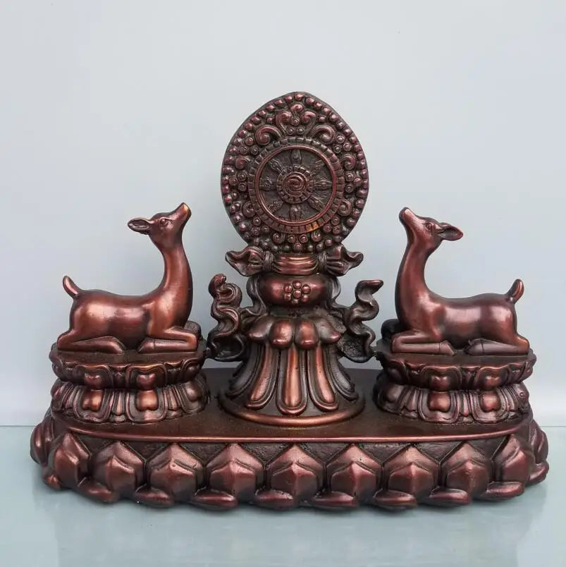 China brass recruit wealth double deer crafts statue