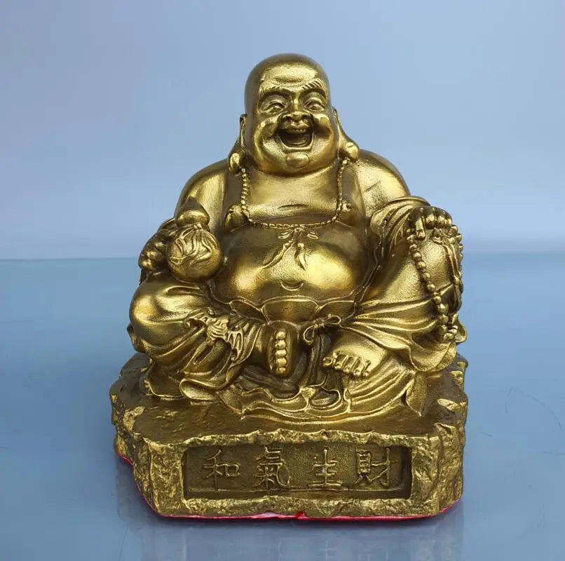 China brass recruit wealth maitreya Buddha crafts statue