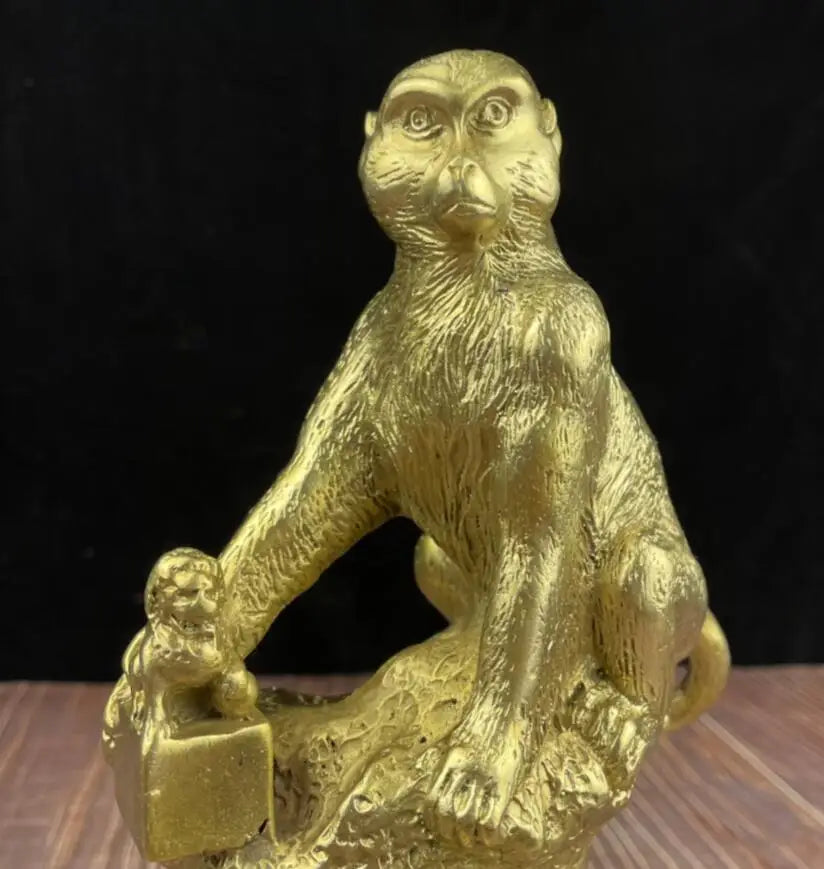 China brass recruit wealth monkey crafts statue