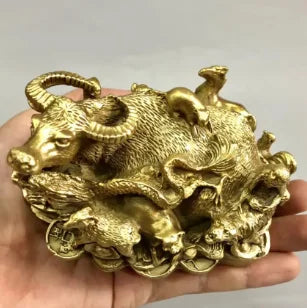 China brass recruit wealth twelve zodiac crafts statue