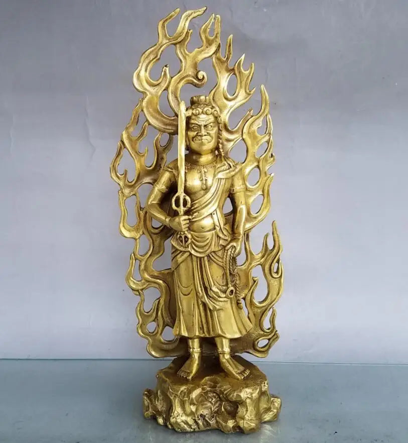 China brass seiko Mingwang flame Buddha crafts statue