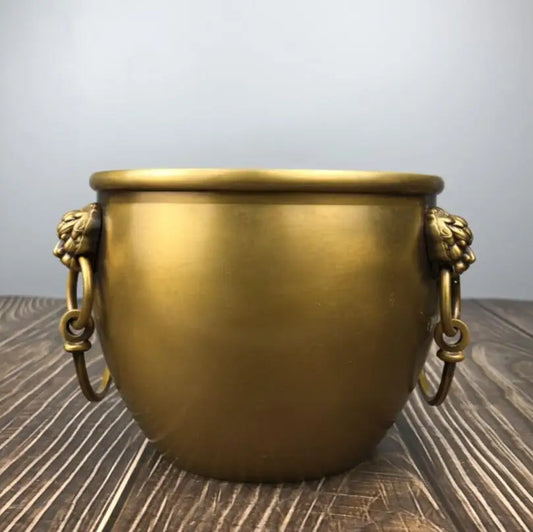 China brass seiko double lion head tank crafts statue
