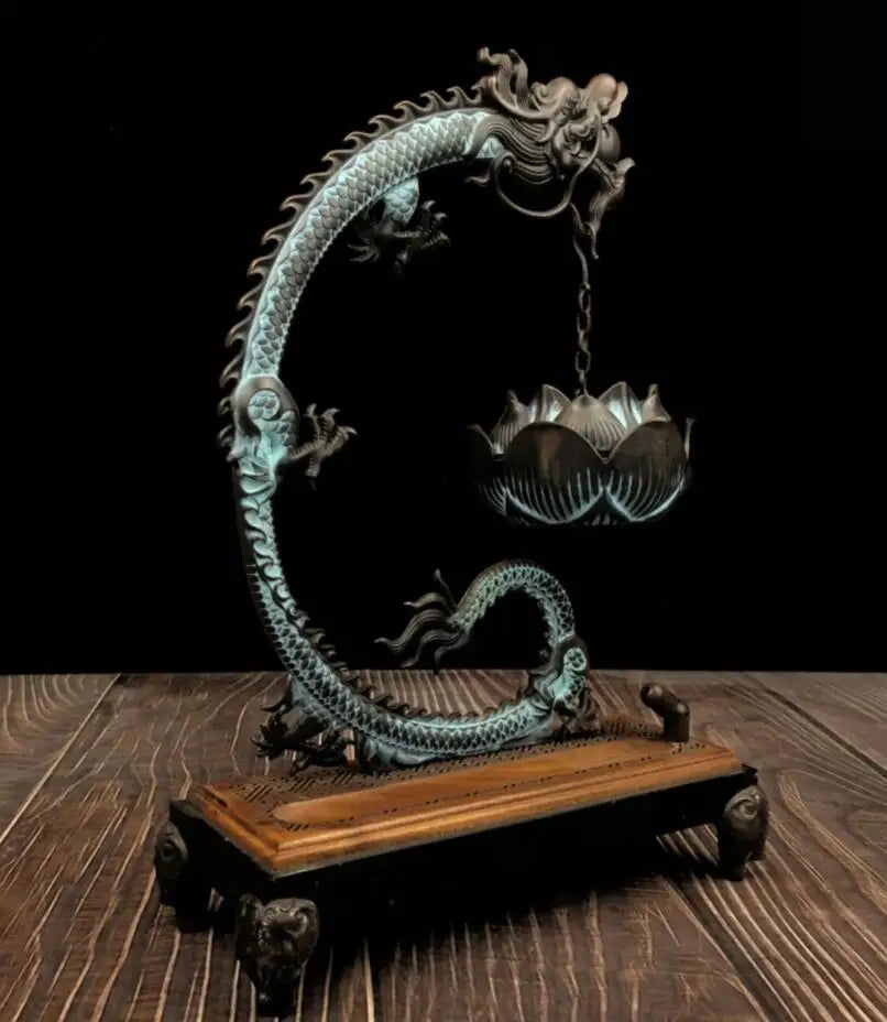 China brass seiko dragon Hanging Incense burner crafts statue