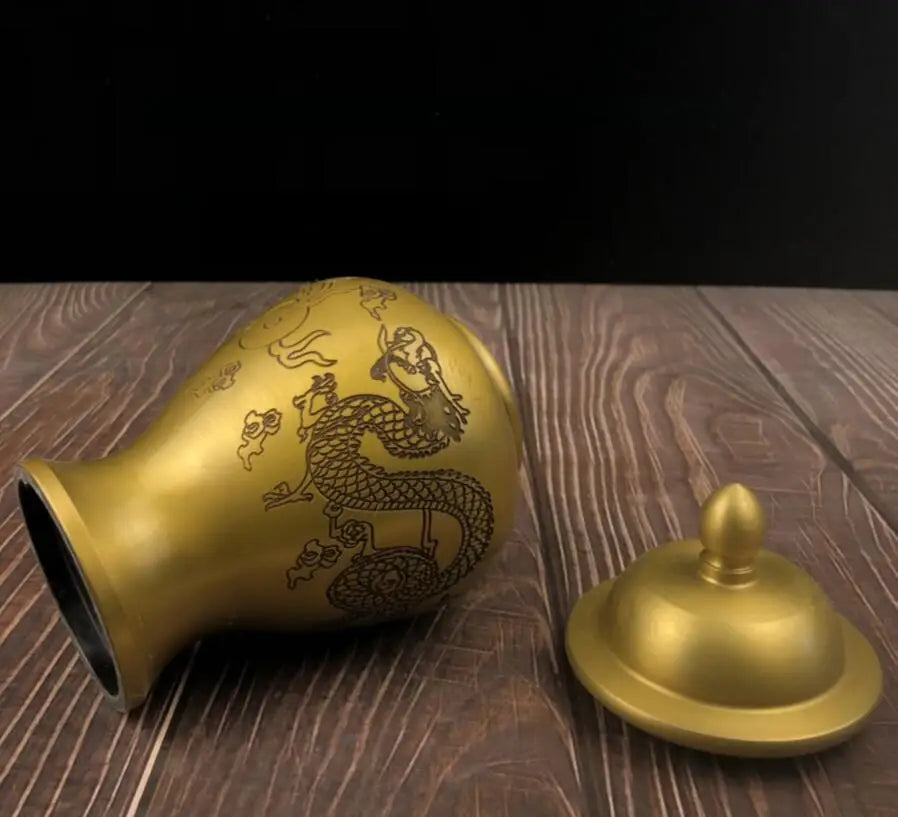 China brass seiko dragon phoenix Jars crafts statue