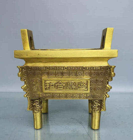 China brass seiko four Fong tripod Incense burner crafts statue