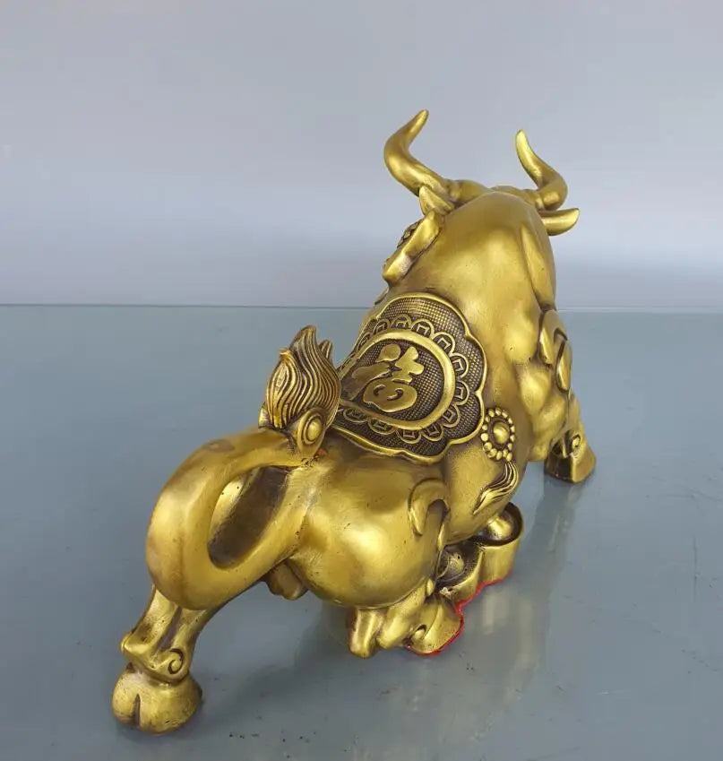 China brass seiko recruit wealth cow crafts statue