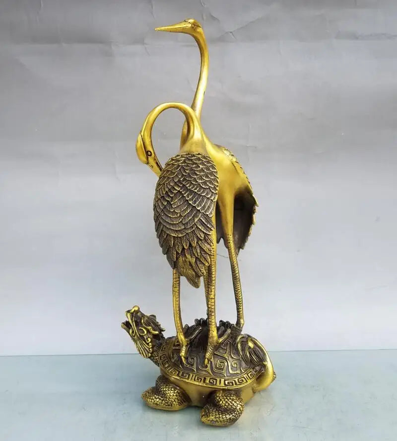 China brass seiko turtle crane crafts statue