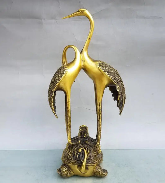 China brass seiko turtle crane crafts statue