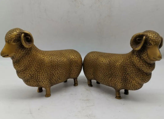 China brass sheep crafts statue A pair