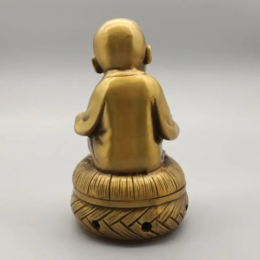 China brass small monk Incense burner crafts statue