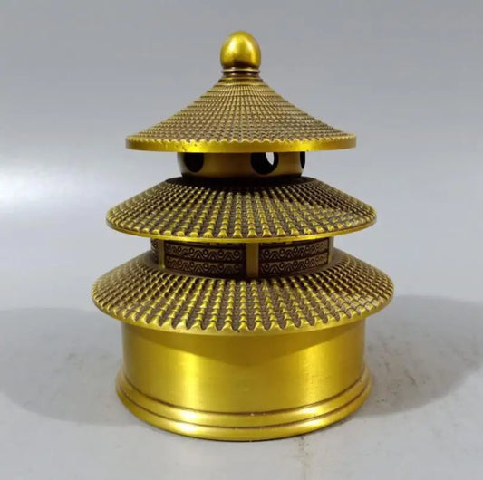 China brass temple of heaven shape incense burner crafts statue