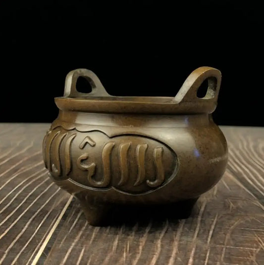 China brass three foot Incense burner crafts statue