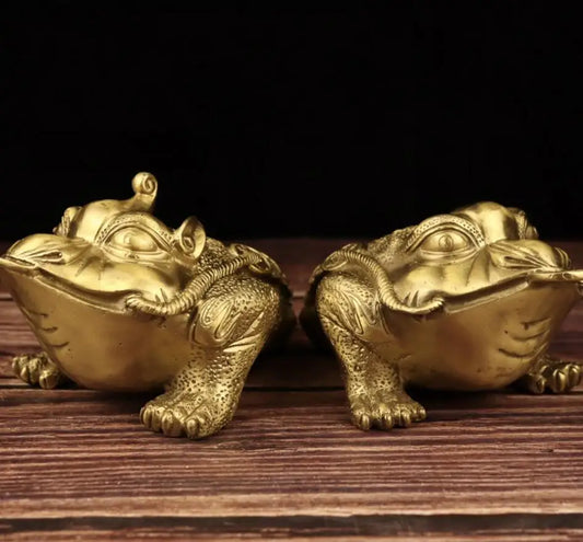 China brass three foot gold toad crafts statue A pair