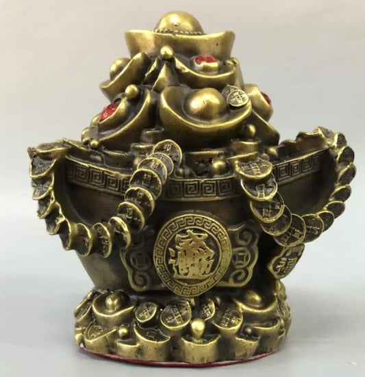 China brass treasure bowl Piggy bank crafts statue