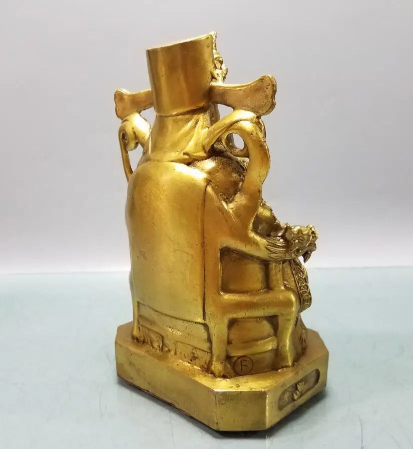 China brass treasure bowl god of wealth crafts statue