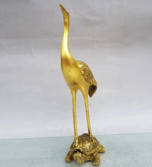 China brass turtle crane crafts statue