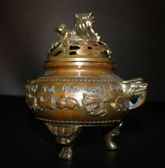 China brass twelve zodiac incense burner crafts statue