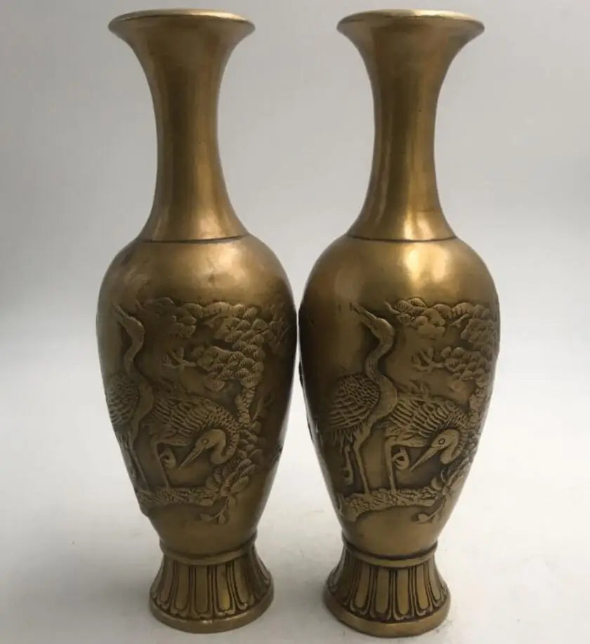 China brass vase crafts statue A pair
