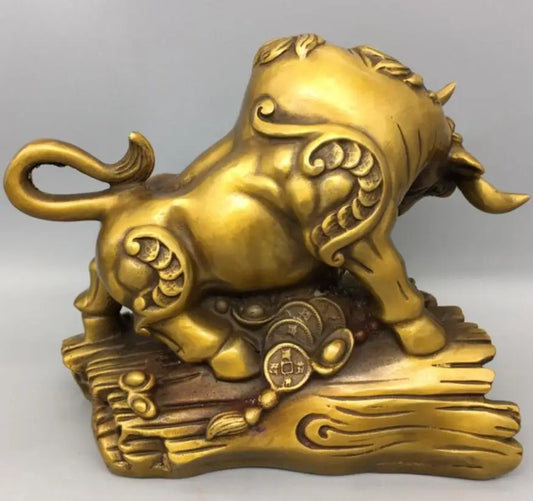 China brass wealth cow crafts statue