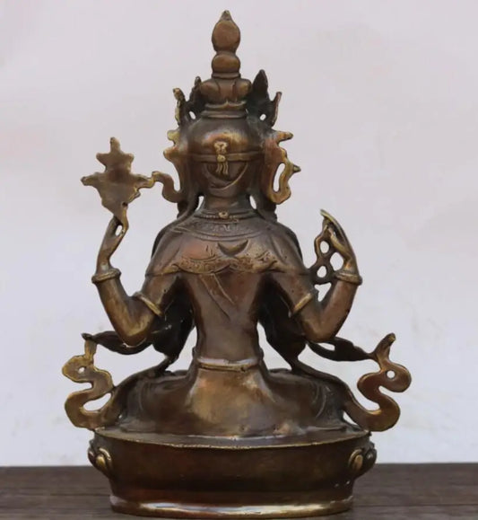 China brass white degree mother Buddha crafts statue
