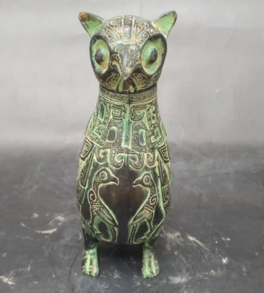 China bronze owl crafts statue