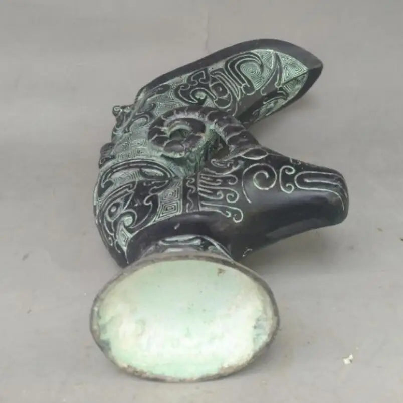 China bronze sheep head wine cup crafts statue