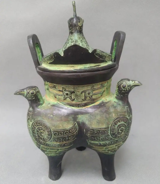 China bronze three bird tripod crafts statue