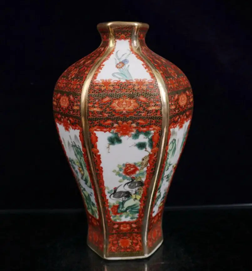 China ceramic flowers bird six parties vase crafts statue