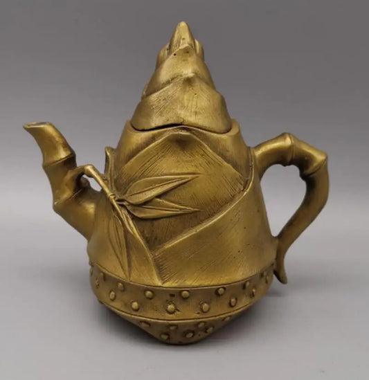 China copper Bamboo teapot crafts statue