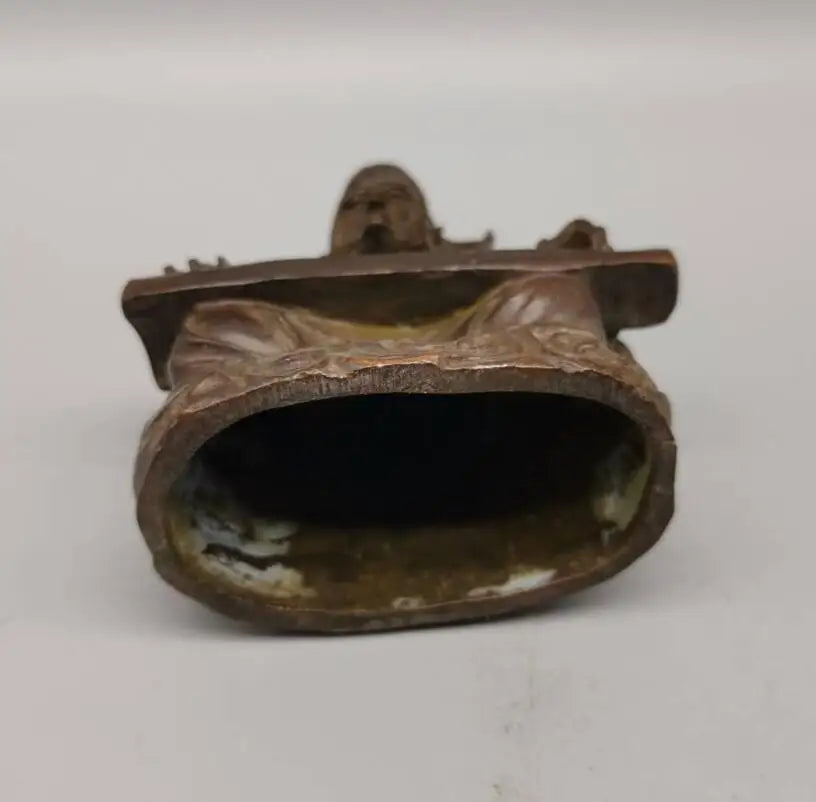 China copper Long eyebrows Arhat Buddha small crafts statue