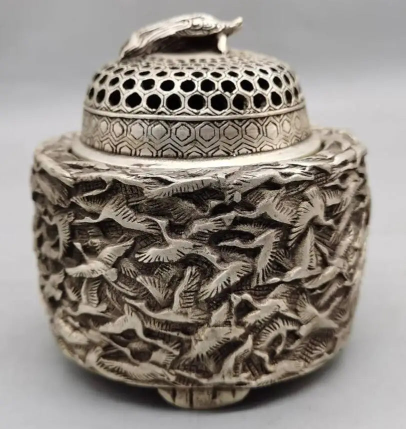China copper thousand crane Incense burner crafts statue