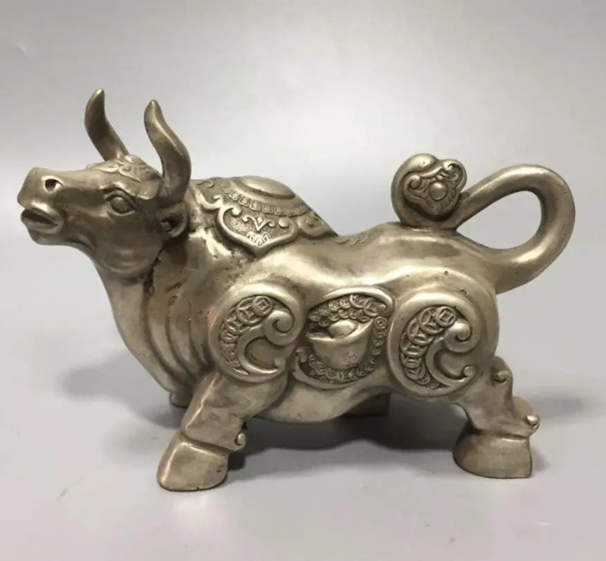 China copper wealth Money cow crafts statue