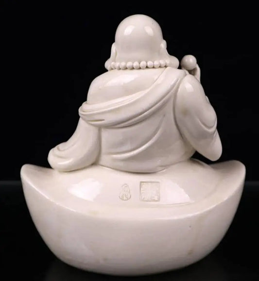 China seiko White glaze ceramic Ingots maitreya Buddha wealth crafts statue