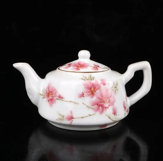 China seiko White glazed ceramic peach blossom teapot crafts statue