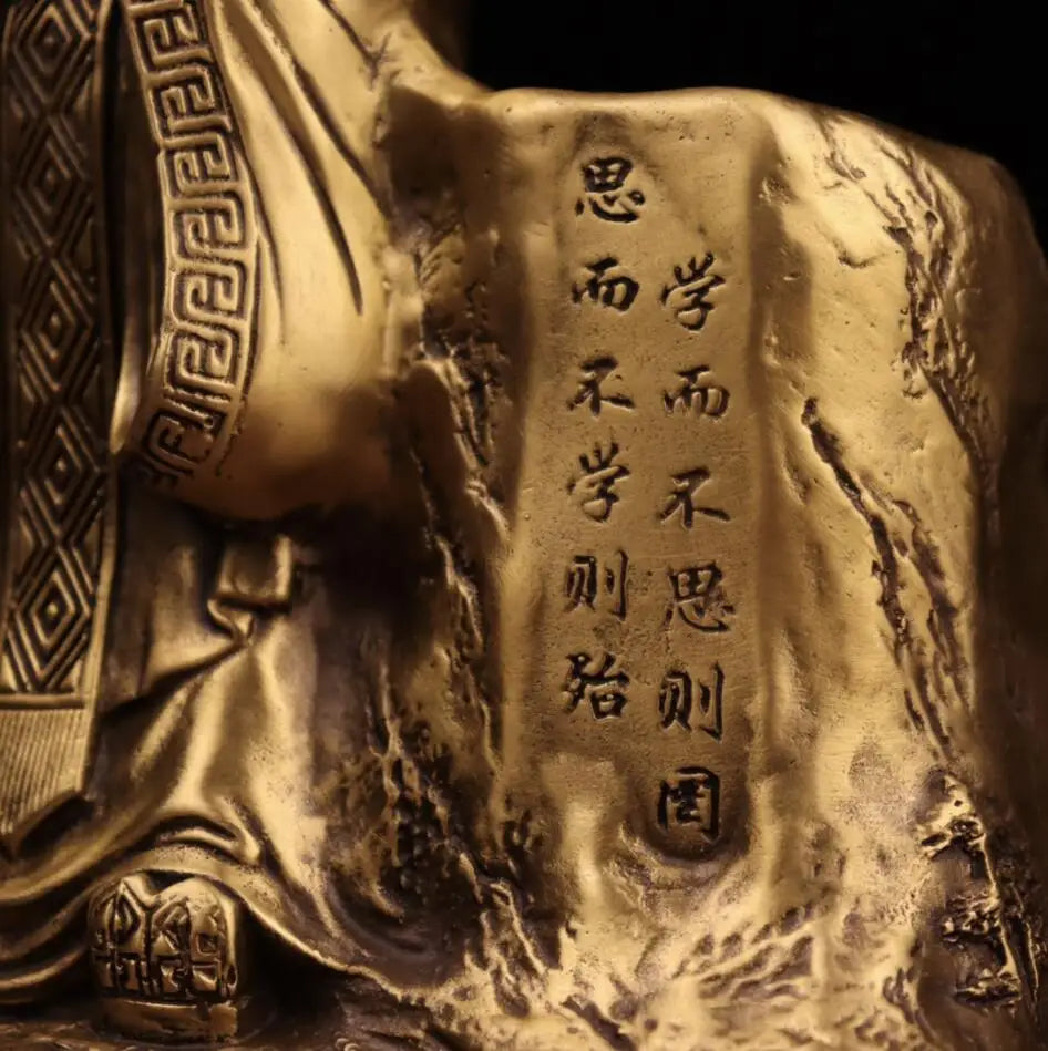China seiko brass Confucius Pen holder crafts statue
