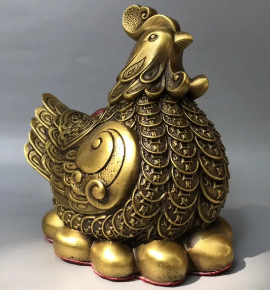 China seiko brass hen Lay eggs crafts statue