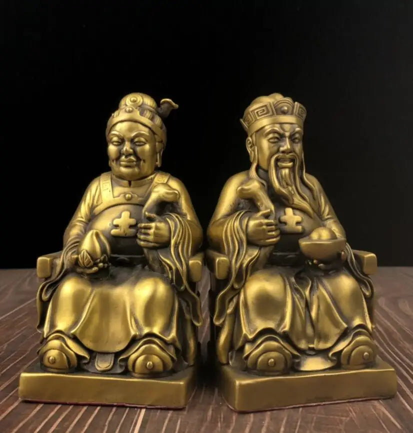 China seiko brass land god crafts statue A pair