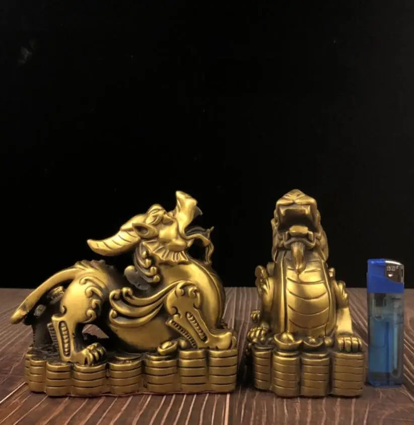 China seiko brass mythical wild animal crafts statue A pair