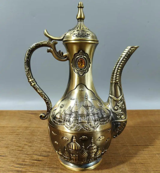 China seiko inlay gem wine pot crafts statue