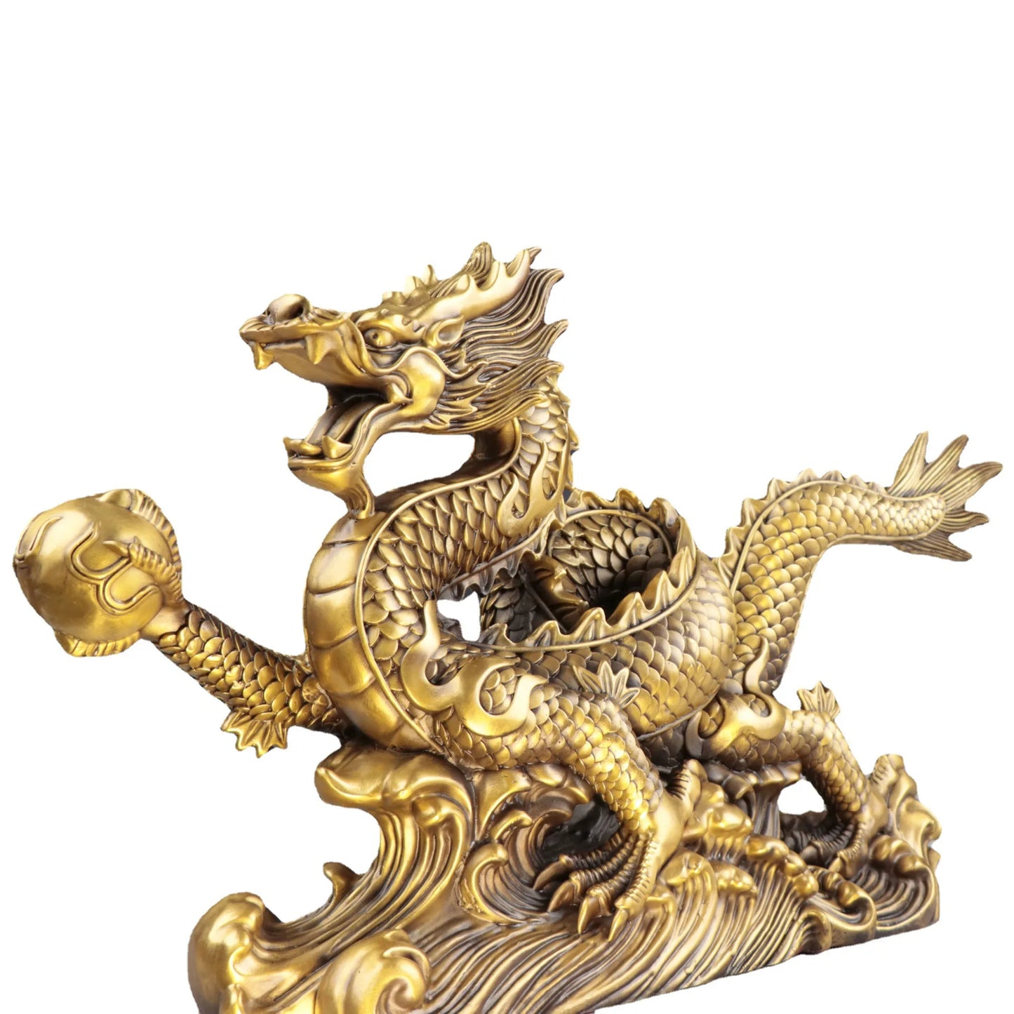 Chinese Brass Carved Dragon Household Decoration Crafts Statue