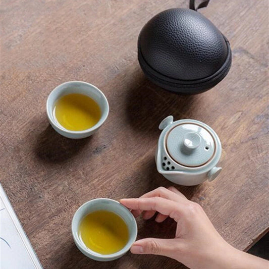 Chinese Ceramics Tea Set Portable Teapot Set Strainer Teacup Car Outdoor Travel Teaware Home Drinkware Tea Ceremony Supplies