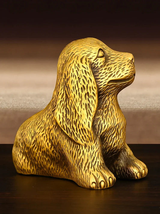 Chinese Copper Animal Dog Ornament Pet Dog Home Office Living Desktop Decor Statues