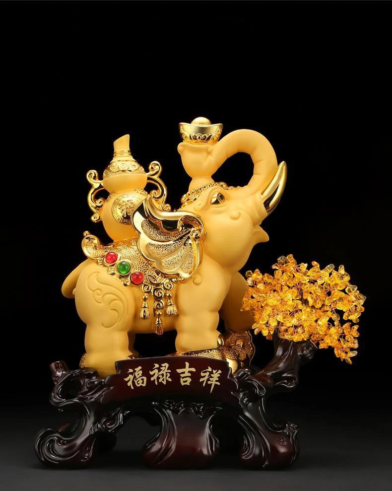 Chinese Elephant Ornaments To Attract Wealth and Fortune Living Room Wine Cabinet Office Money Tree Home Decor Craft Gifts