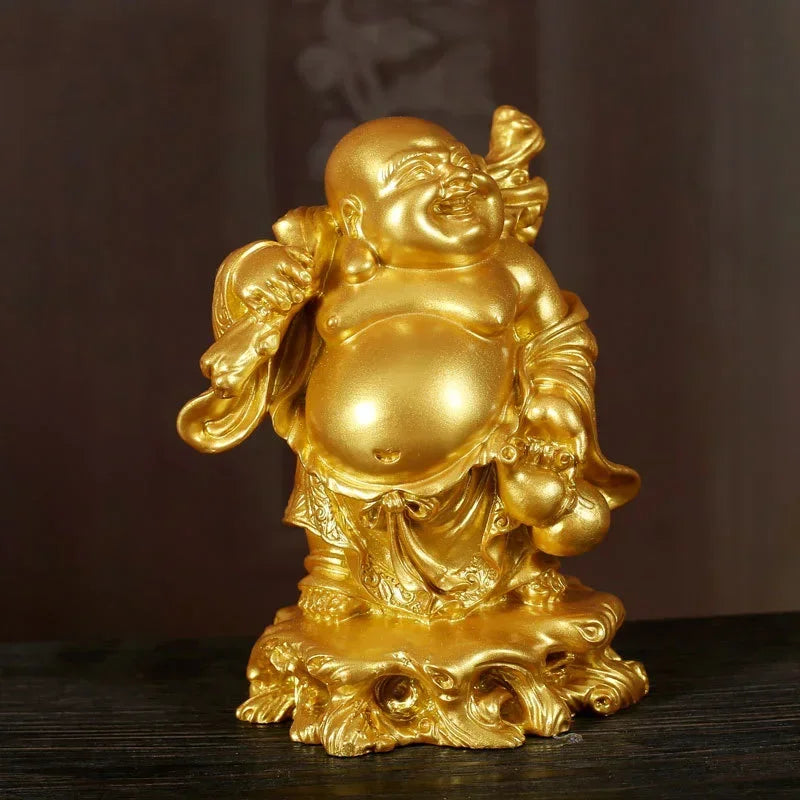 Chinese Feng Shui Resin Craft Ornaments Maitreya Buddha Statue Lucky Opening Gift Sculpture Home Sculptures