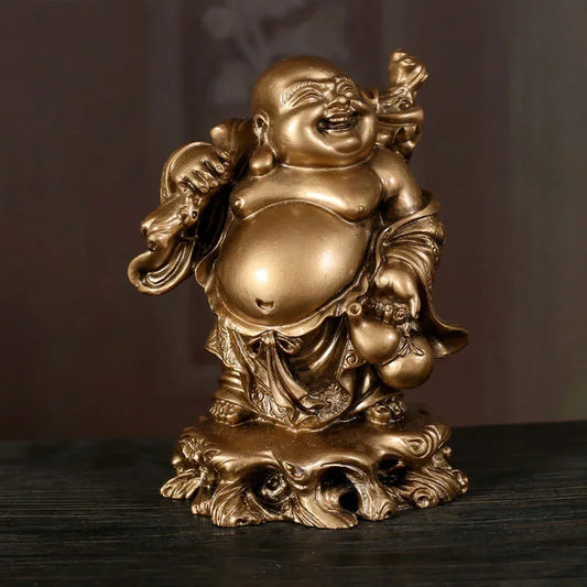 Chinese Feng Shui Resin Craft Ornaments Maitreya Buddha Statue Lucky Opening Gift Sculpture Home Sculptures
