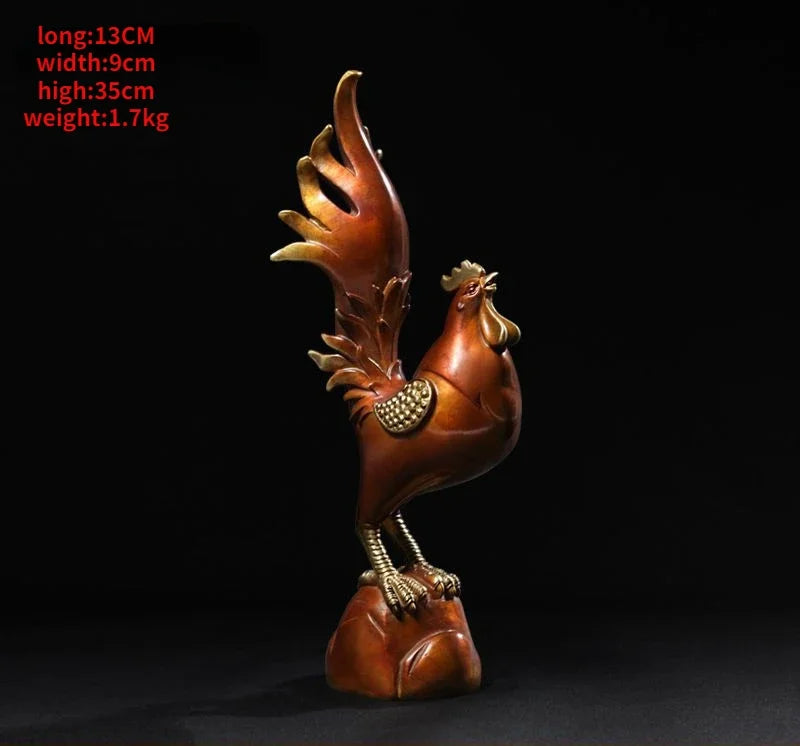 Chinese Full Copper Rooster Ornament Attracting Wealth A Hit of The Zodiac Chicken Living Room Wine Sculptures