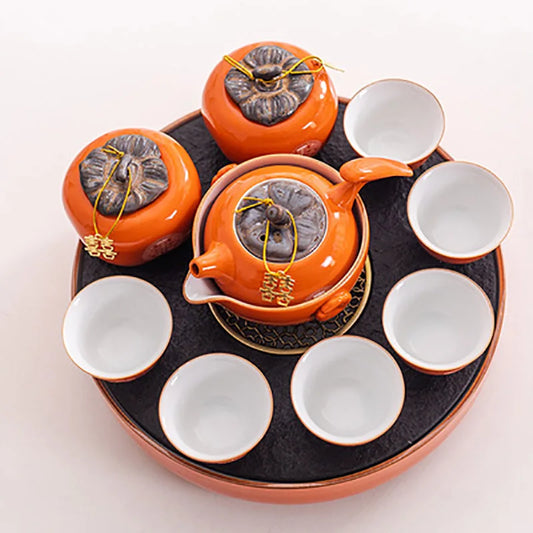 Chinese Gongfu Tea Set Double Happiness Portable Teapot Cup Canister for Travel Home Gifting Outdoor and Office Wedding Supply