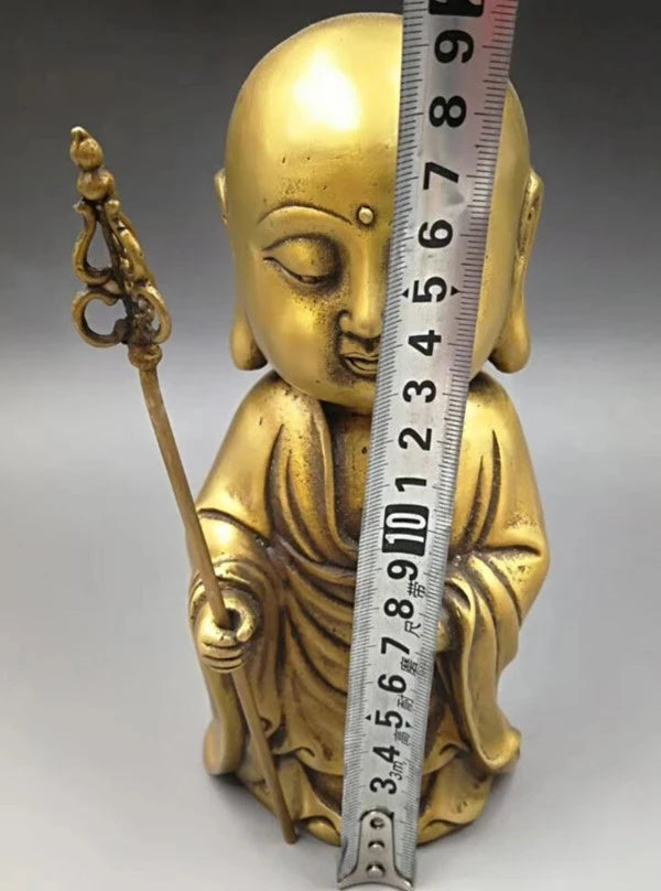 Chinese Hand Carved brass Young monk Buddha Statue