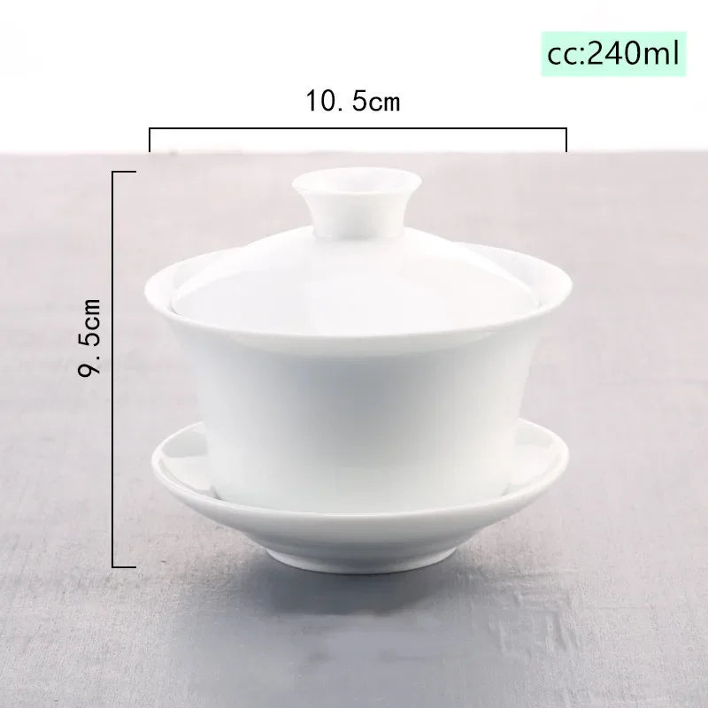 Chinese Hand Painted Ceramic Gaiwan Teacup handmade Tea tureen Teaware Accessories Household Drinkware Personal Single Cup 240ml