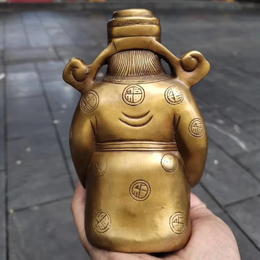 Chinese Handmade Copper Brass God of Wealth Fengshui Statue